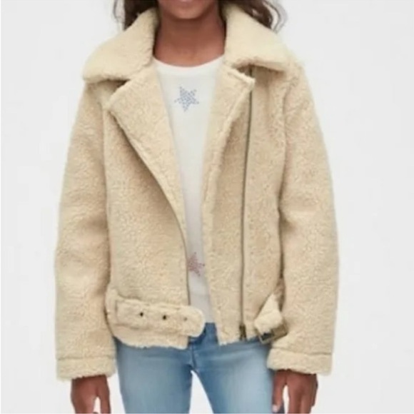 Gap Kids Teddy Sherpa Moto Biker Jacket, size S. - Picture 3 of 8